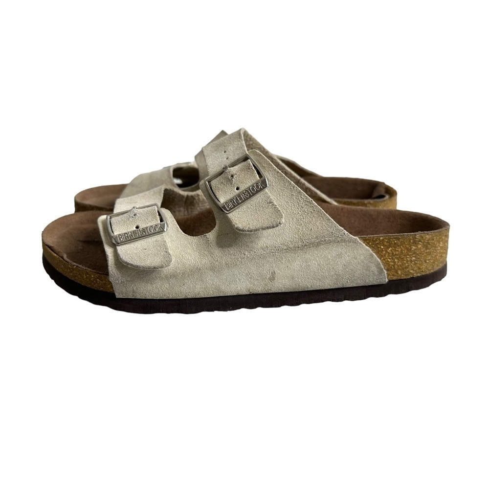 Birkenstock Arizona Suede Sandals Size 35 L 4 Narrow Soft Footbed Stone Gray - Picture 3 of 15